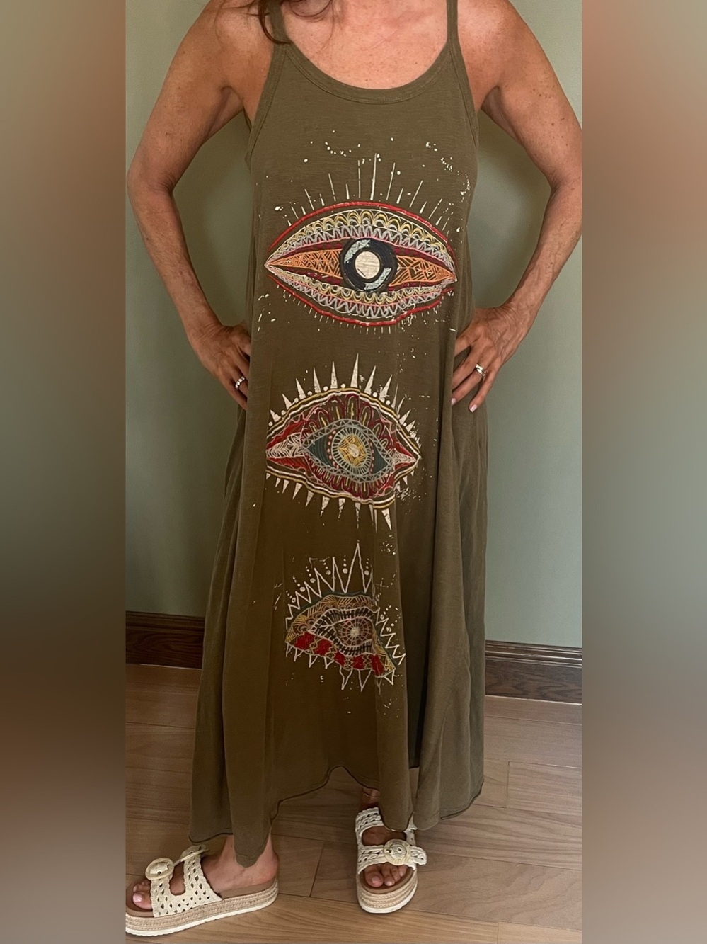 Kyla Seo army green sun dress. So comfy!
